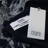 Prabal Gurung Midnight Blue Satin Silver Jacquard Bubble Skirt Dress