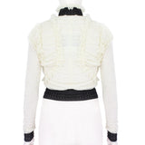 Alexander McQueen luxurious cardigan in an ivory and black sheer ruched lace
