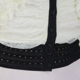 Alexander McQueen luxurious cardigan in an ivory and black sheer ruched lace