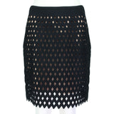 Alaia layered skirt in a black diamond mesh top layer