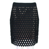 Alaia layered skirt in a black diamond mesh top layer