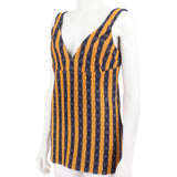 Victoria Beckham runway collection camisole top A textured gingham pattern in orange and midnight blue
