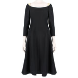 Valentino elegant black and cream calf legnth dress with boat neckline