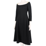 Valentino elegant black and cream calf legnth dress with boat neckline