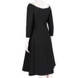 Valentino elegant black and cream calf legnth dress with boat neckline
