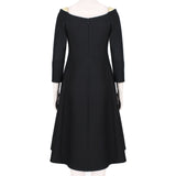Valentino elegant black and cream calf legnth dress with boat neckline