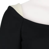 Valentino elegant black and cream calf legnth dress with boat neckline