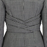 Alexander McQueen black white grey trouser suit with draped jacket blazer