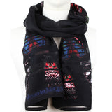 Alexander McQueen silk chiffon blend scarf A black satin and sheer chiffon stipe patterned scarf