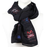Alexander McQueen silk chiffon blend scarf A black satin and sheer chiffon stipe patterned scarf