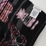 Alexander McQueen silk chiffon blend scarf A black satin and sheer chiffon stipe patterned scarf