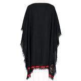 Alexander McQueen black wool blend cape Butterfly, flower and sword embroidery detailing