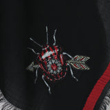 Alexander McQueen black wool blend cape Butterfly, flower and sword embroidery detailing