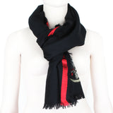 Alexander McQueen black wool blend cape Butterfly, flower and sword embroidery detailing