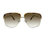 Victoria Beckham pale gold tone aviator sunglasses with tortoiseshell detailing and gradient brown tone lenses