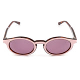 Loewe sunglasses in a tortoiseshell frame Candy pink padded leather detailing to the frame Gold tone Loewe logo to temple tips Category 2 purple tone lenses Comes with Loewe ink blue grained leather case