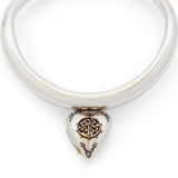 Alexander McQueen silver tone choker with heart locket pendant
