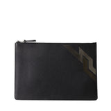 Dunhill Duke Marquetry Deco folio Luxurious grained black leather Dark silver and bronze tone Duke Marquetry Deco detailing in smooth leather