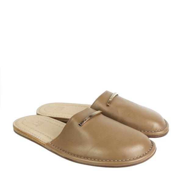 Dunhill Duke fine leather slippers in tan