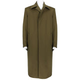 Dunhill luxurious overcoat in a military green wool and silk blend fabric