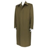 Dunhill luxurious overcoat in a wool and silk blend military green fabric