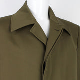 Dunhill luxurious overcoat in a wool and silk blend military green fabric