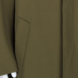 Dunhill luxurious overcoat in a wool and silk blend military green fabric
