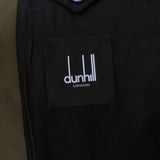 Dunhill luxurious overcoat in a wool and silk blend military green fabric
