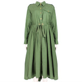 Alexander McQueen military inspired khaki green shirt dress with gold tone button fastening