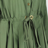 Alexander McQueen military inspired khaki green shirt dress with gold tone button fastening