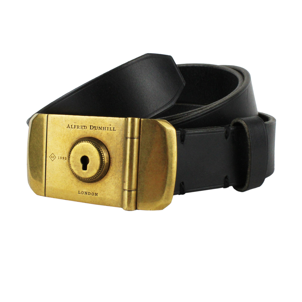 Dunhill Black Leather Keyhole Pin Lock Belt Renascence