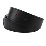 Dunhill black leather belt with rounded brass tone buckle