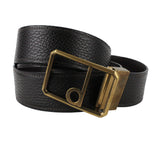 Dunhill reversible leather belt in grained leather and signature d buckle in a brass tone