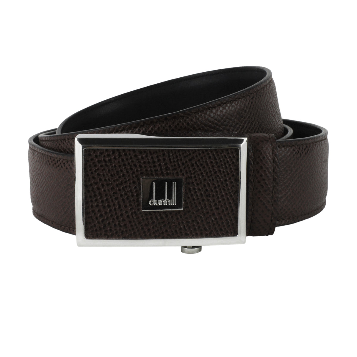 Dunhill high quality Leather Belt 40/100 Reversible Black Brown Silver Gold Tone Buckle Italy