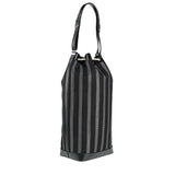 Saint Laurent long bucket bag in black and grey woven canvas