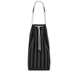 Saint Laurent long bucket bag in black and grey woven canvas