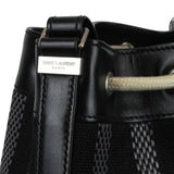 Saint Laurent long bucket bag in black and grey woven canvas