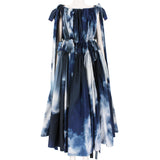 Alexander McQueen blue and white sky cloud pattered off the shoulder full dress
