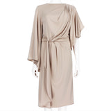 Alberta Ferretti luxurious draped in a milk tea tone