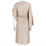 Alberta Ferretti luxurious draped in a milk tea tone