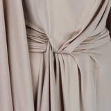 Alberta Ferretti luxurious draped in a milk tea tone