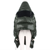Ben Taverniti Unravel Project jacket<br>A wrapped down jacket in khaki green with contrasting black banding