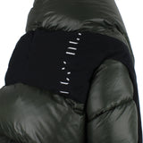 Ben Taverniti Unravel Project jacket<br>A wrapped down jacket in khaki green with contrasting black banding