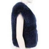 Thomas Wylde luxurious gilet in a midnight blue tone fox fur