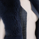 Thomas Wylde luxurious gilet in a midnight blue tone fox fur