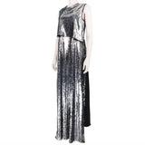 Stella McCartney sequin front gown in a shimmering silver tone
