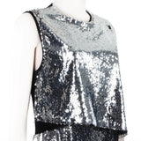 Stella McCartney sequin front gown in a shimmering silver tone