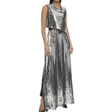 Stella McCartney sequin front gown in a shimmering silver tone