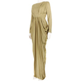 Layeur luxurious draped grecian style maxi dress in a matt gold tone