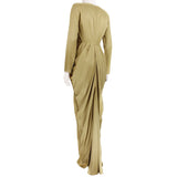 Layeur luxurious draped grecian style maxi dress in a matt gold tone